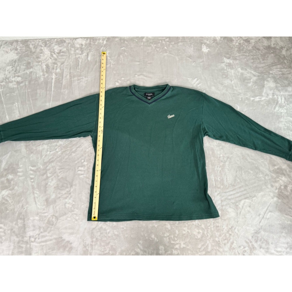 Guess Sweater Men Large Green Sweatshirt Casual V-neck